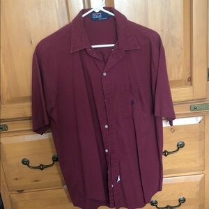 Boys Polo by Ralph Lauren Short-Sleeve Button-Down Shirt - Burgundy Size 20